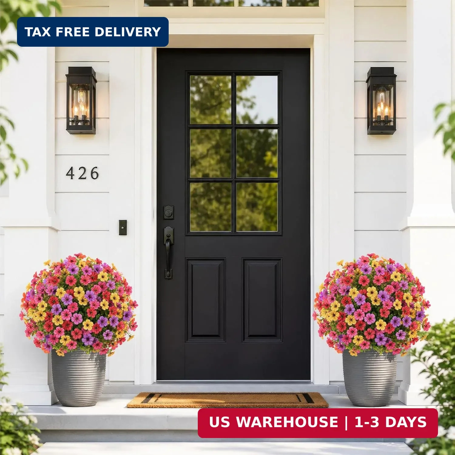 2Pcs 20 Artificial Topiary Ball Flowers for Outdoors Planters, Spring Decoratio
