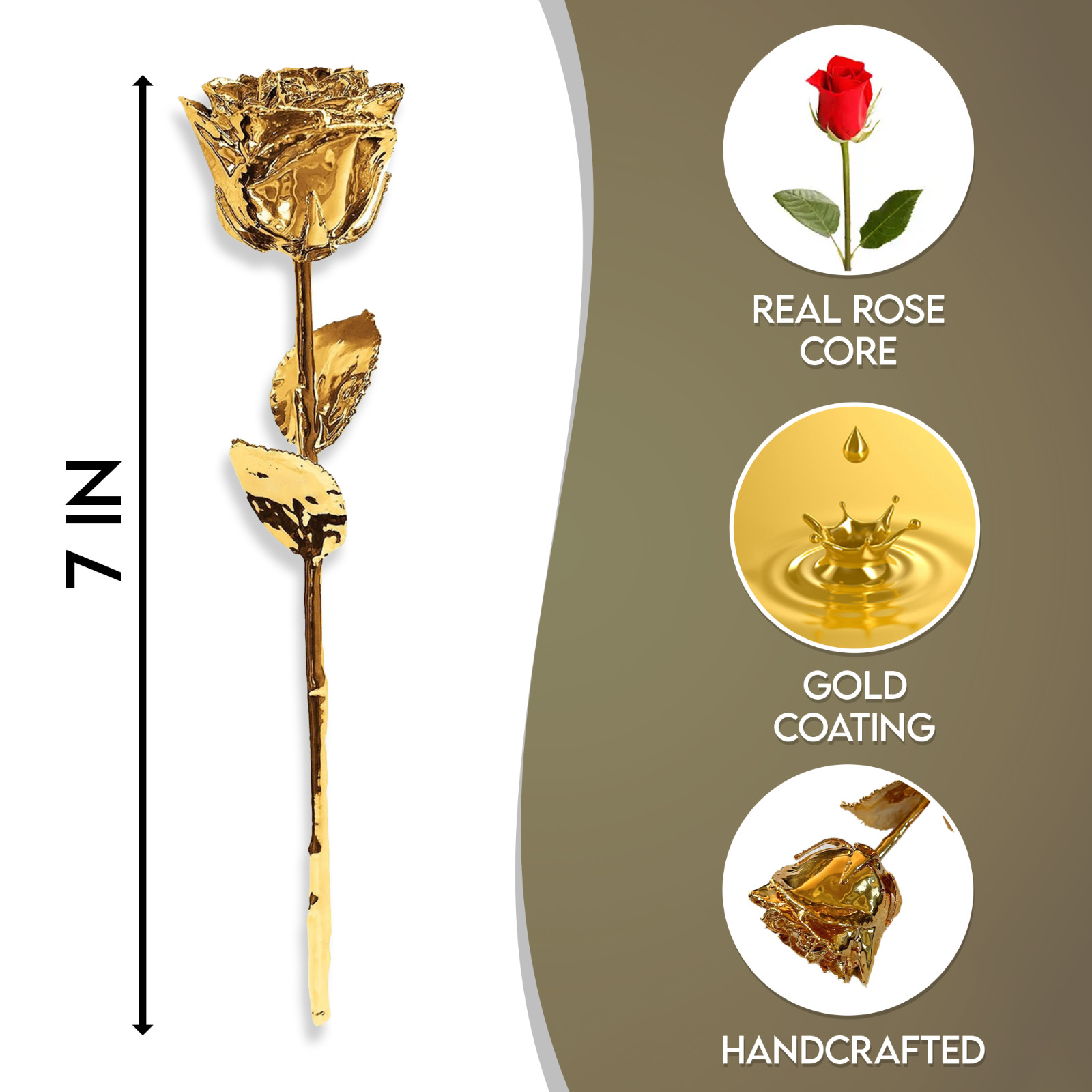 100% Natural Rose Dipped In 24K Gold, 11.5″, Wedding, Anniversary, Proposal,