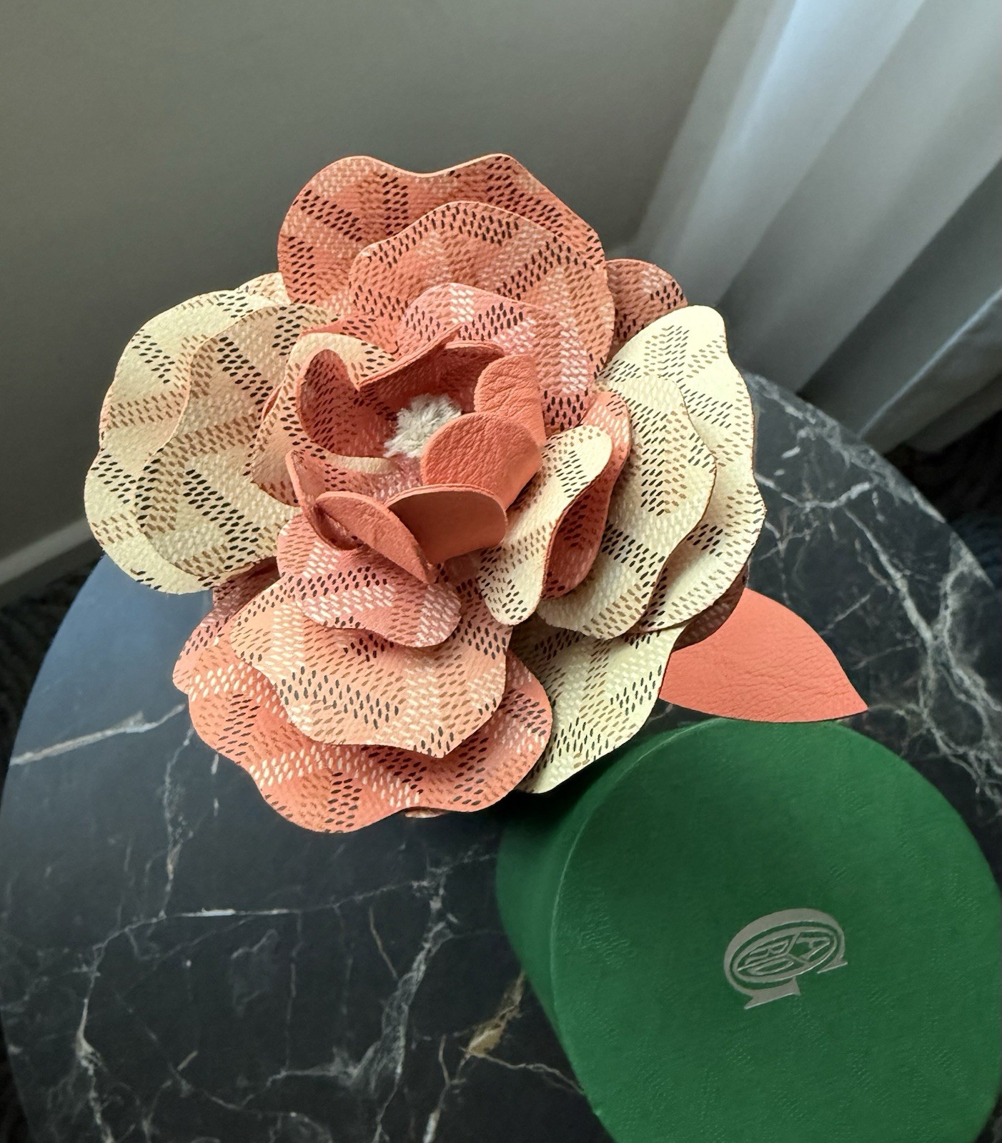 New Goyard Limited Edition MON AMIE LA ROSE Coral Flower With Paper Vase Case