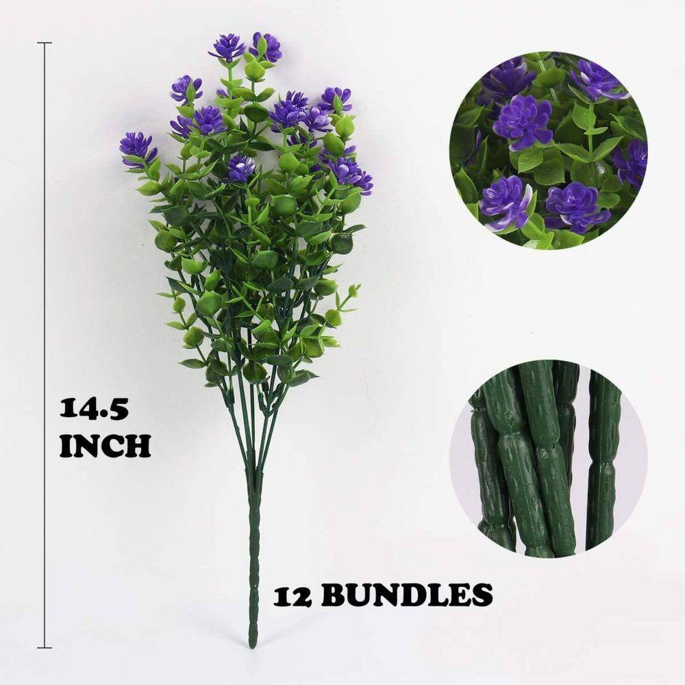 14.5 In. Purple Outdoor Artificial Eucalyptus Flower, 12-Bundles Uv-Resistant Ar