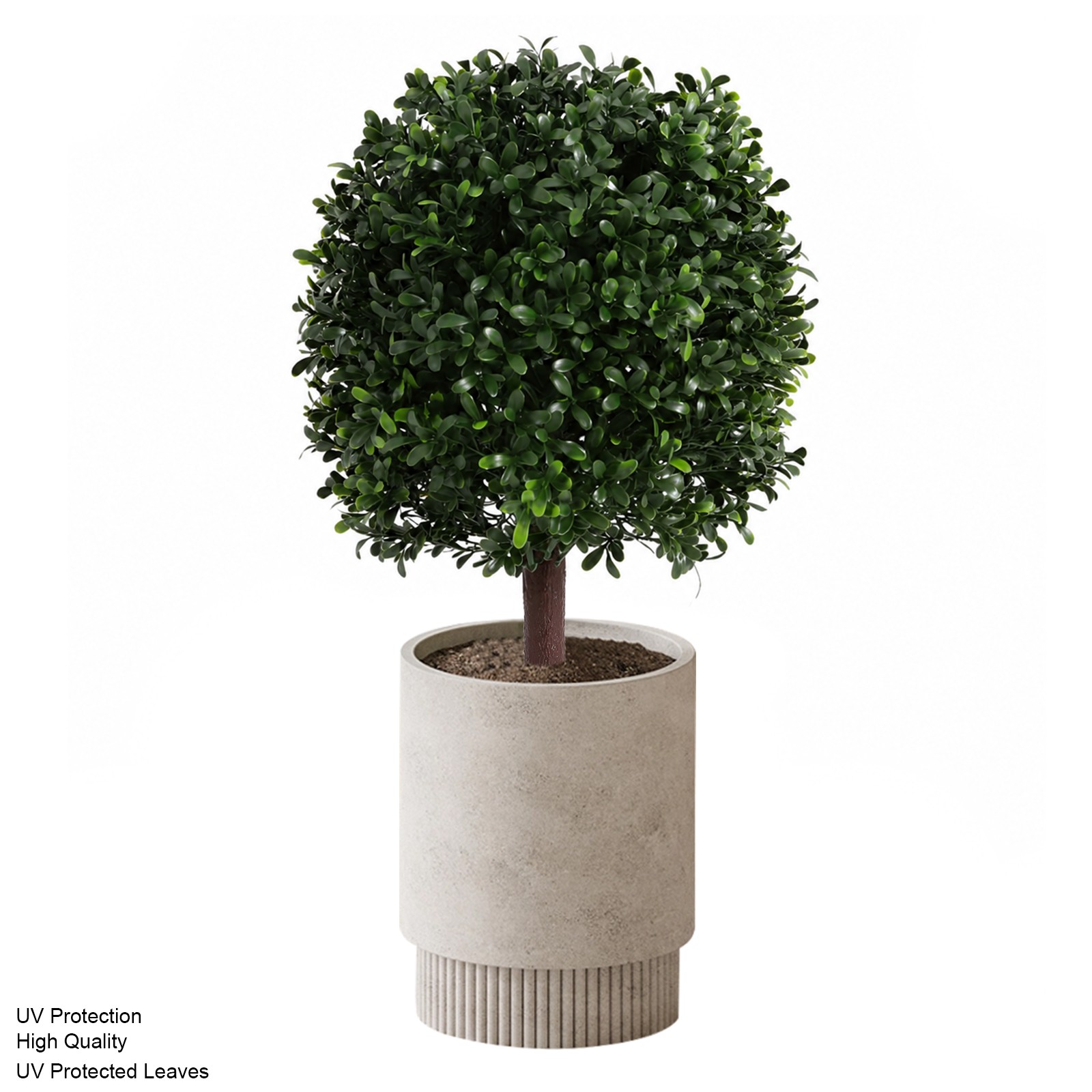 2pcs 27 inch Artificial Boxwood Topiary Ball Trees With Ground Spike UV Material