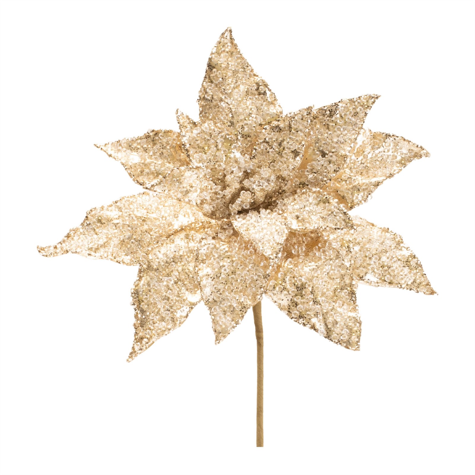 Beaded Poinsettia Flower Stem (Set of 6)