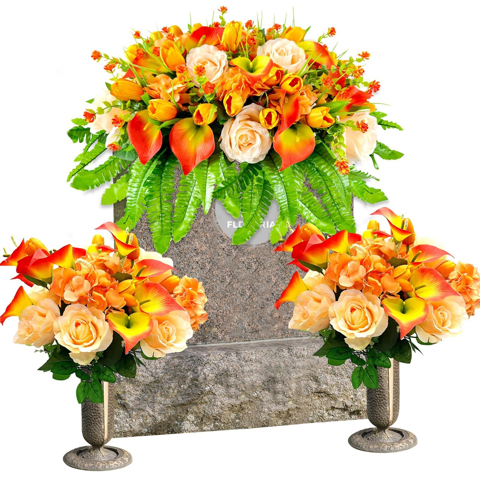 Artificial Cemetery Flower Saddle – Tulips & Roses for Grave Decoration, Sympath