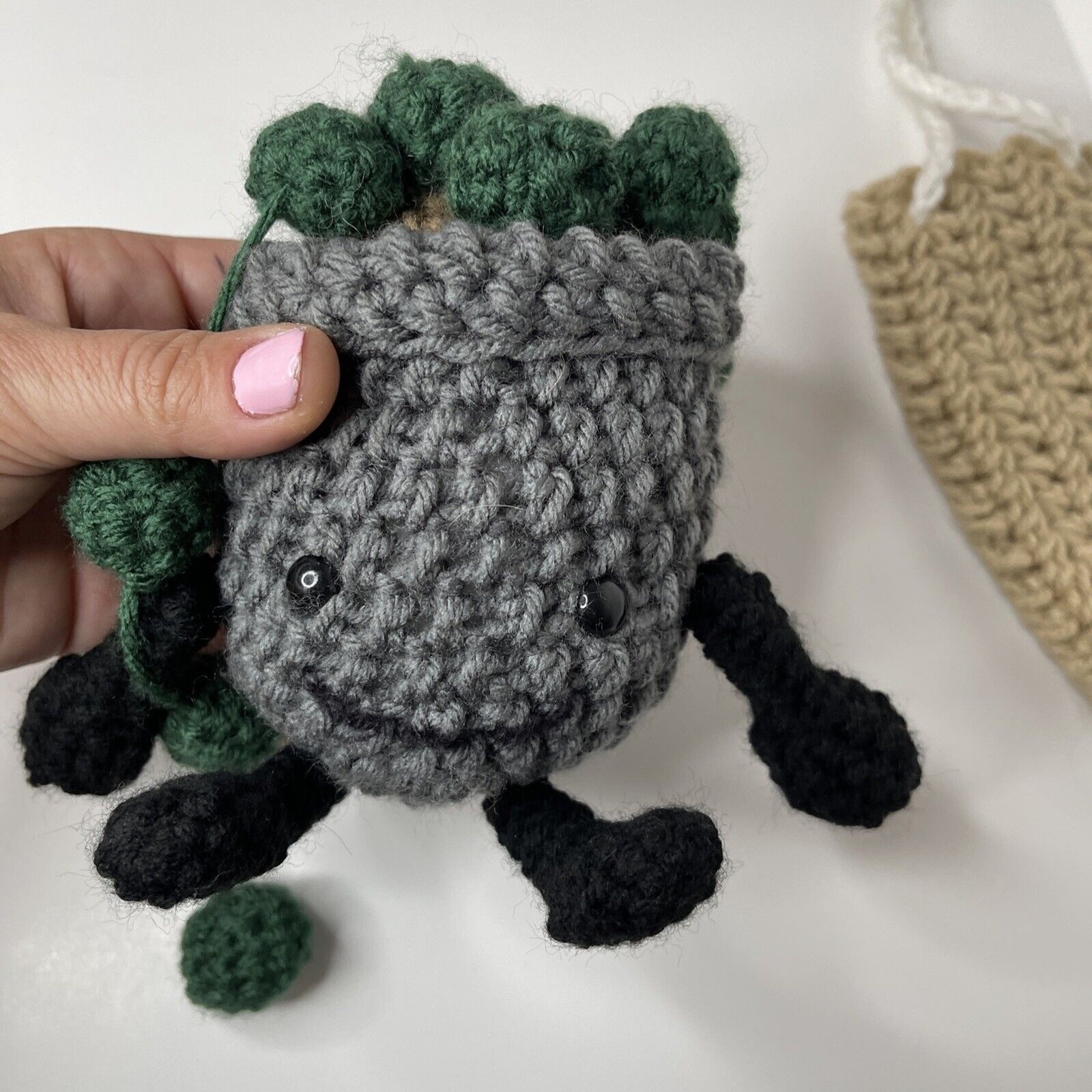 Handemade Crochet Indoor Plant/ String Of Pearls With Swing Gift Plush Toy Decor