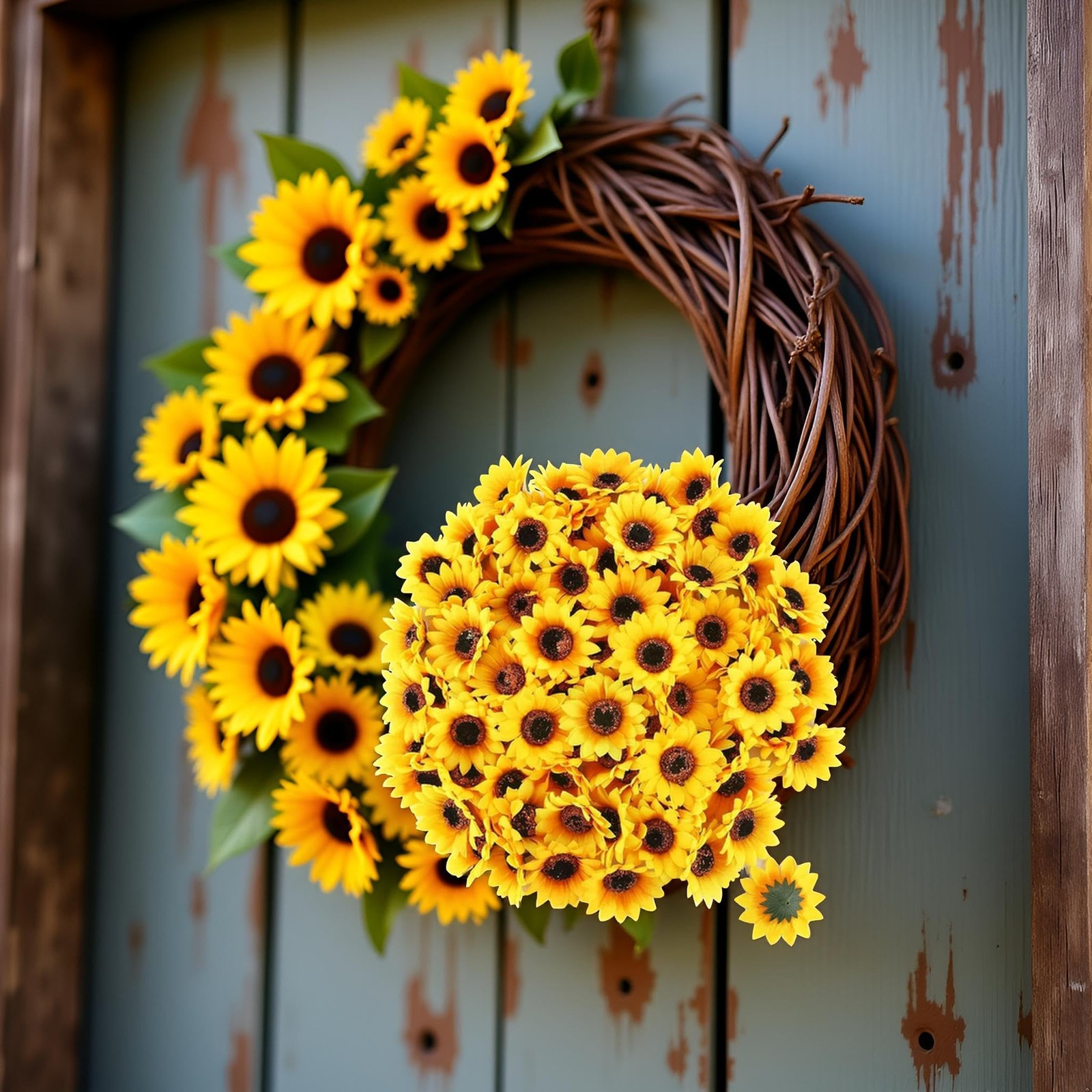 Yellow Mini Artificial Flower Heads 100 PCS Fake Sunflower Fabric Craft Decor