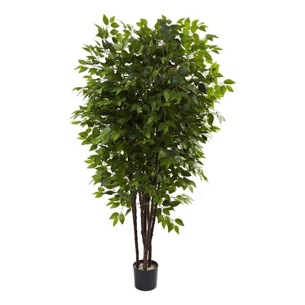 Nearly Natural 78″ Deluxe Ficus Tree with 2500 Leaves in Green/Black