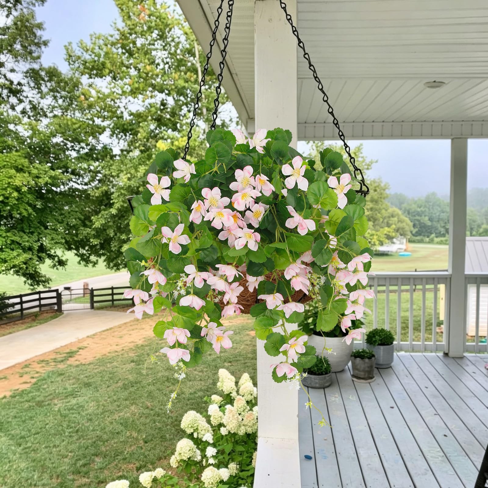 ACRYCS 2 Pcs Artificial Hanging Flowers for Outdoors Summer Decor UV Resistan…