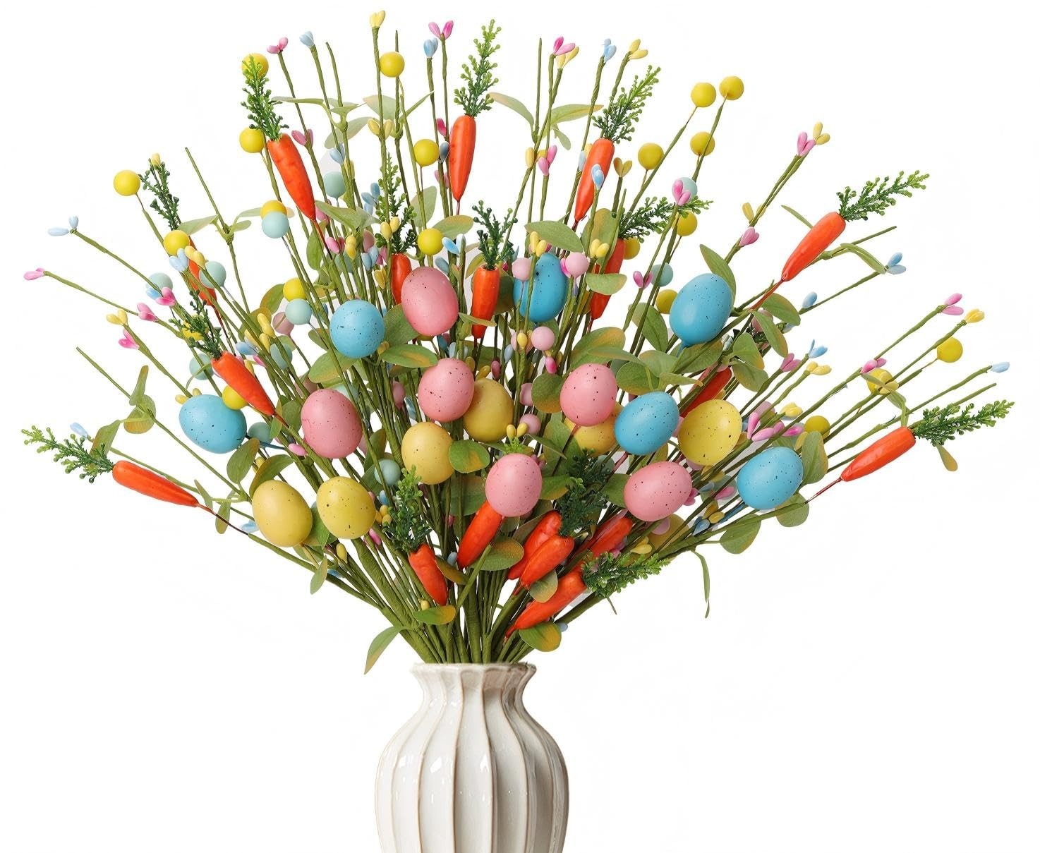 Easter Decorations 6 Pack Easter Stems 17 Inch Artificial Egg Picks with Carr…