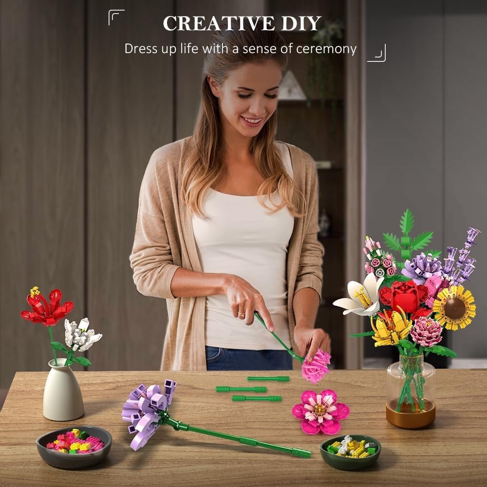 Elegant 1461PCS Artificial Flower Bouquet Set – Perfect DIY Gift for Loved Ones