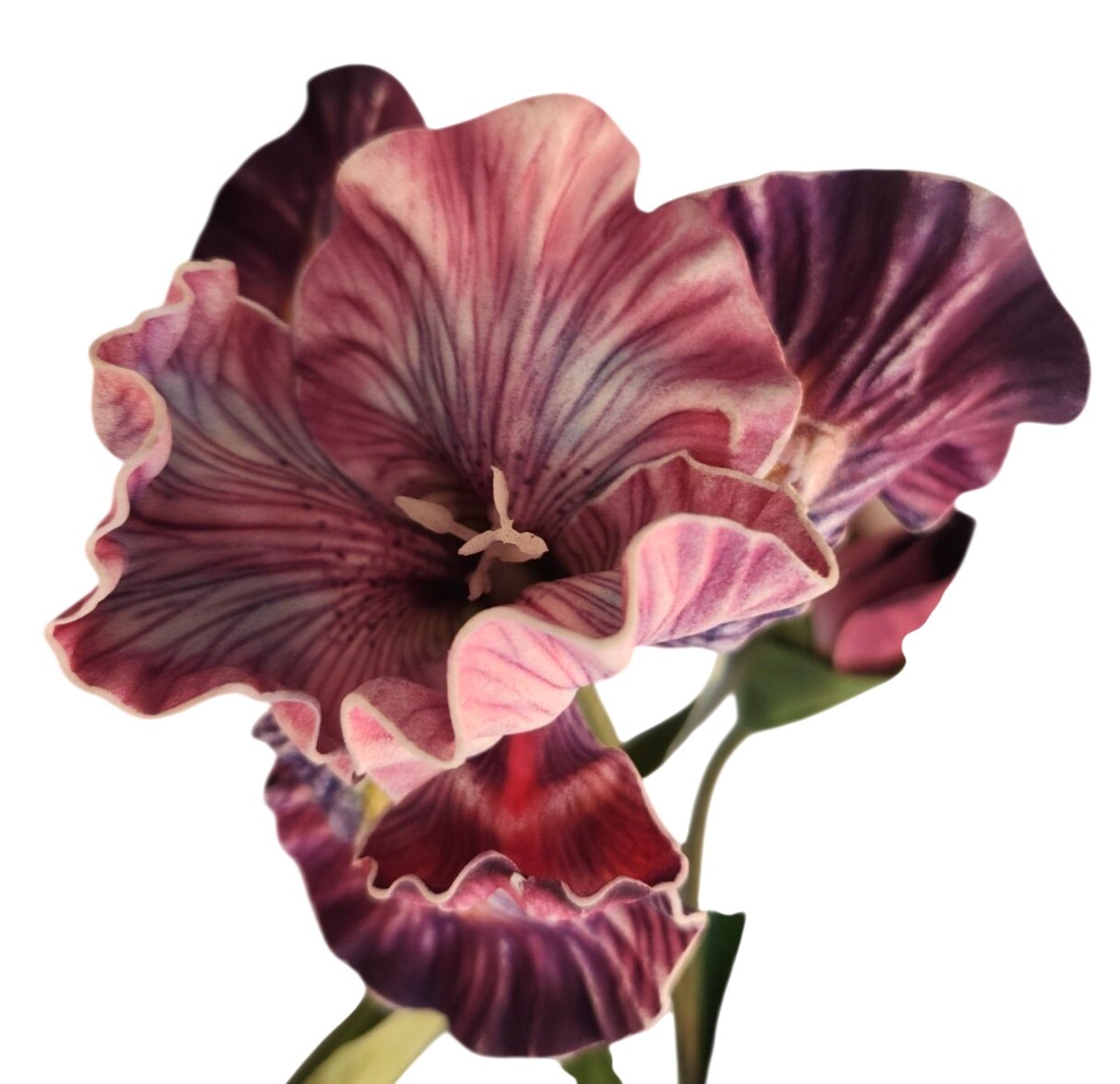 Artificial Iris Flower 33 Inch Tall Purple Faux Iris Stem Hand Painted Look Flor