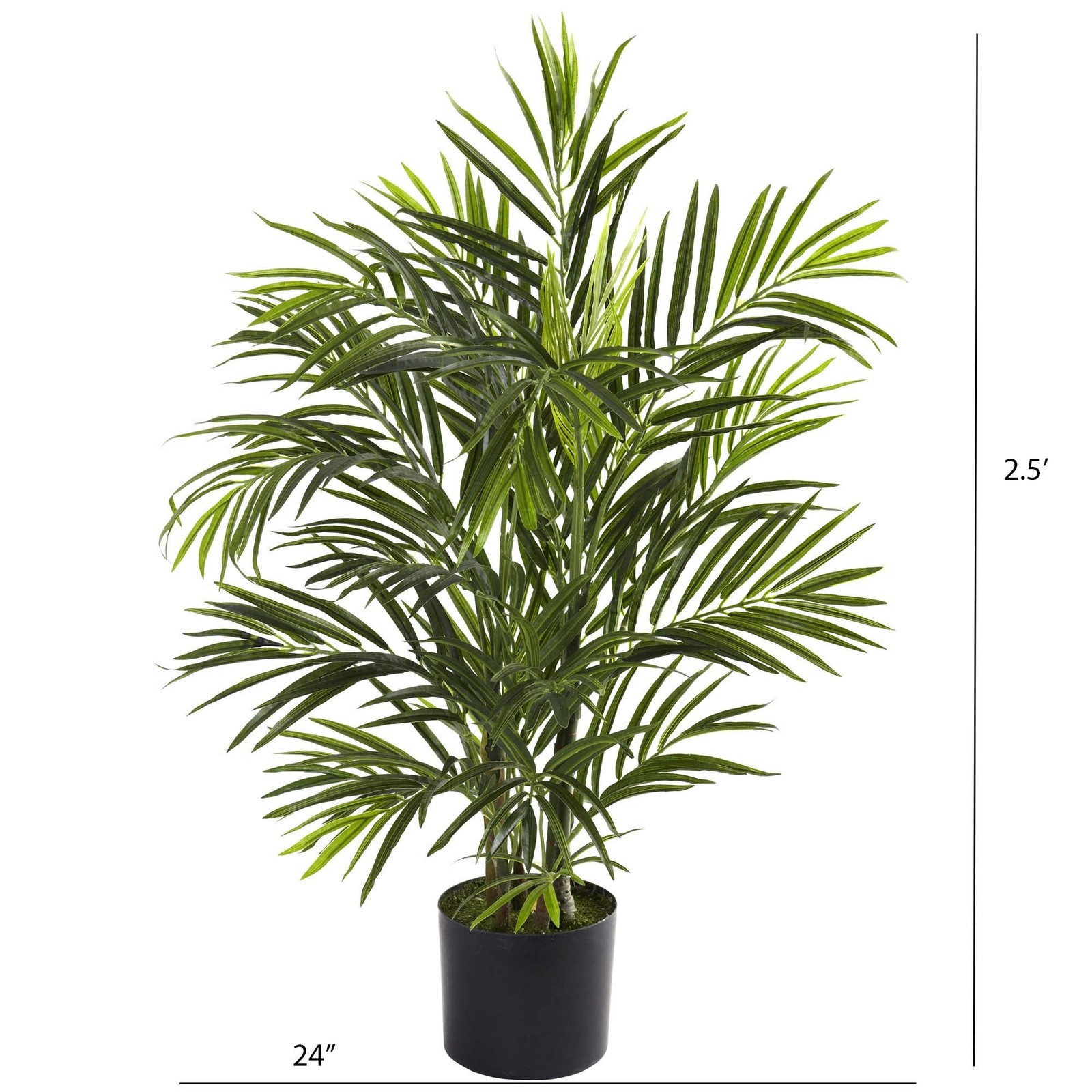 Nearly Natural Indoor/Outdoor 30″ Areca Palm UV Resistant in Green/Black
