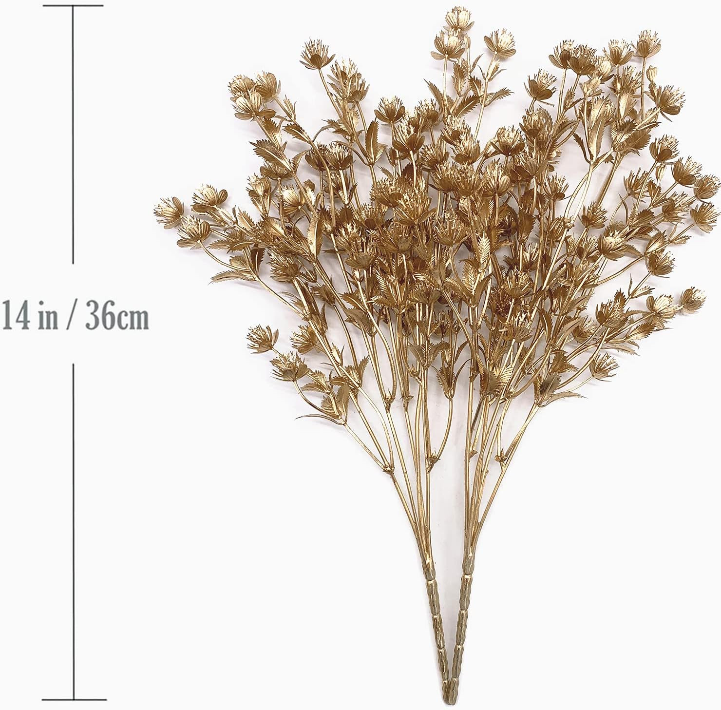 Artificial Christmas Flowers, Golden Baby Breath Gypsophila Plastic Plant Fake P
