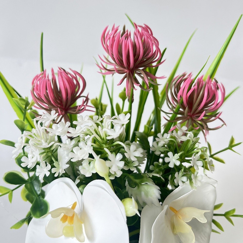 Realistic Soft Film Orchid and Chrysanthemum Arrangement 9.05in Height