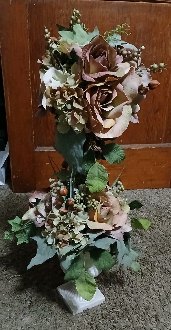 Mauve Floral Arrangement Artificial Flowers Standing Base