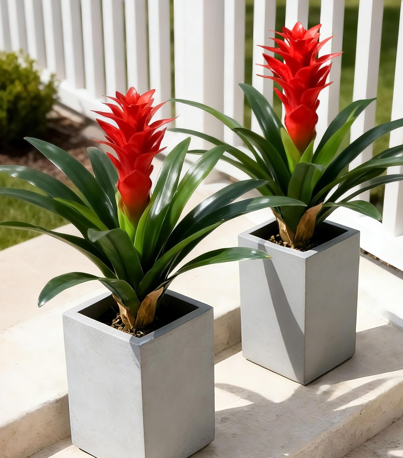 Elegant 2 Pack 16.93″ Red Bromeliad Artificial Flowers for Indoor or Outdoor