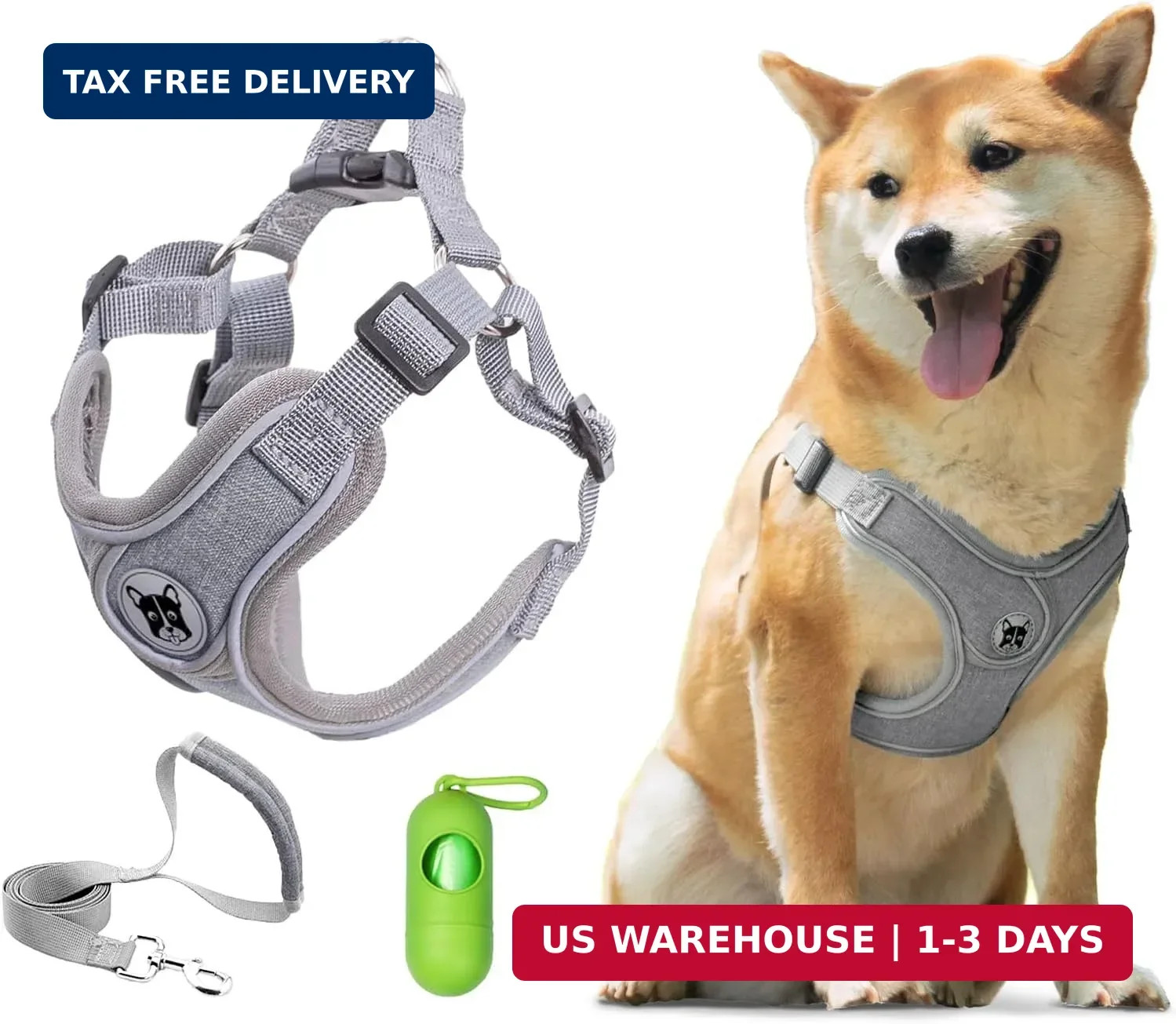 Dog Harness with Leash Set for Small Dogs, No Pull No Choke Reflective Step in X
