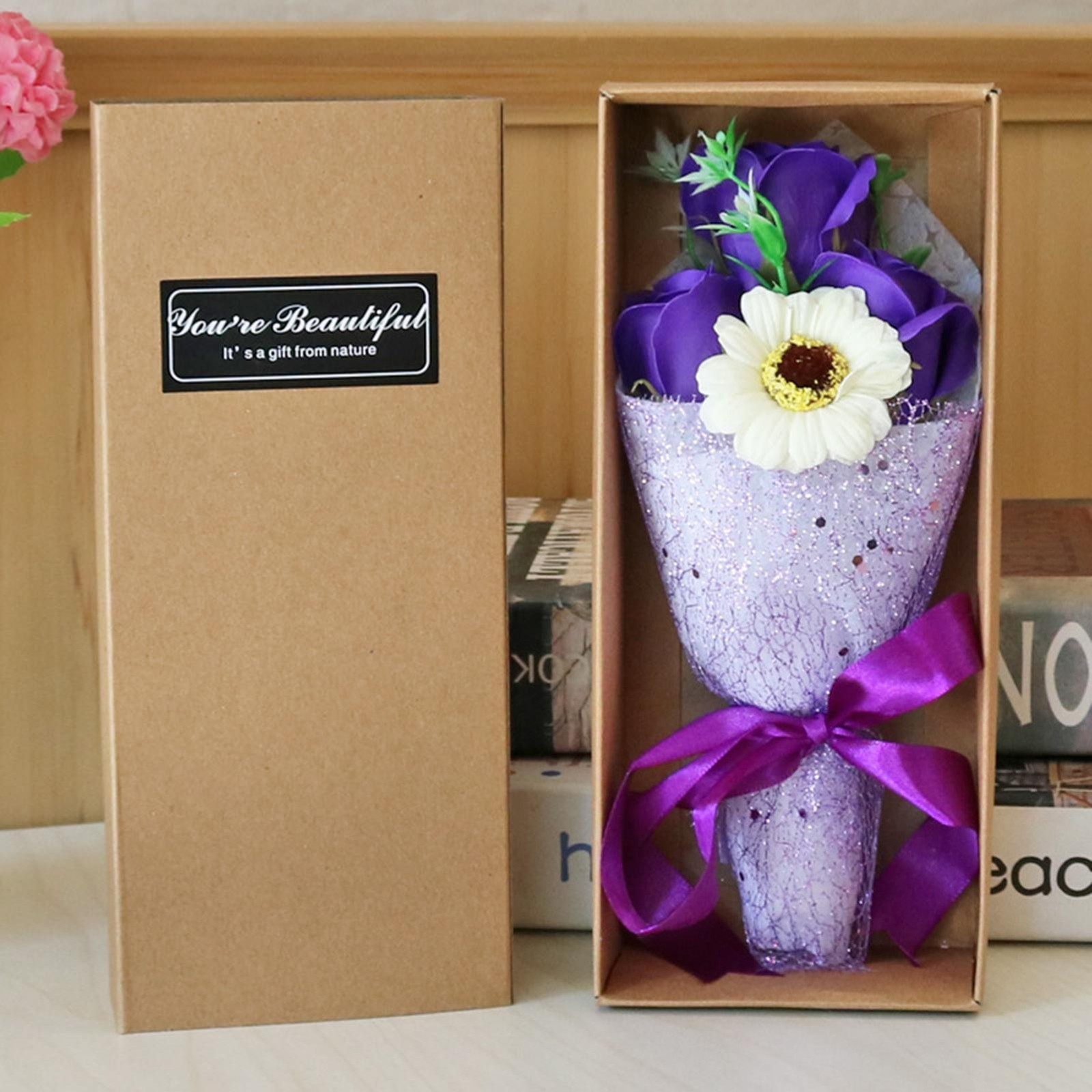 Scented Soap Flower Bouquet with Gift Box for Valentine’s Day Wedding Decor