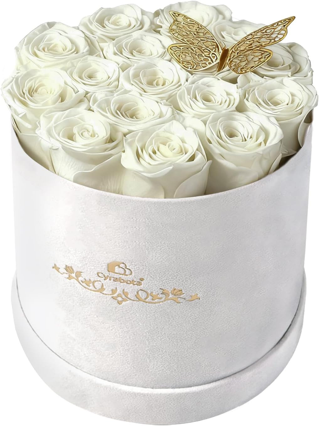 16 Pink Preserved Flowers in round Gift Box, Forever Flowers Eternal Roses for M