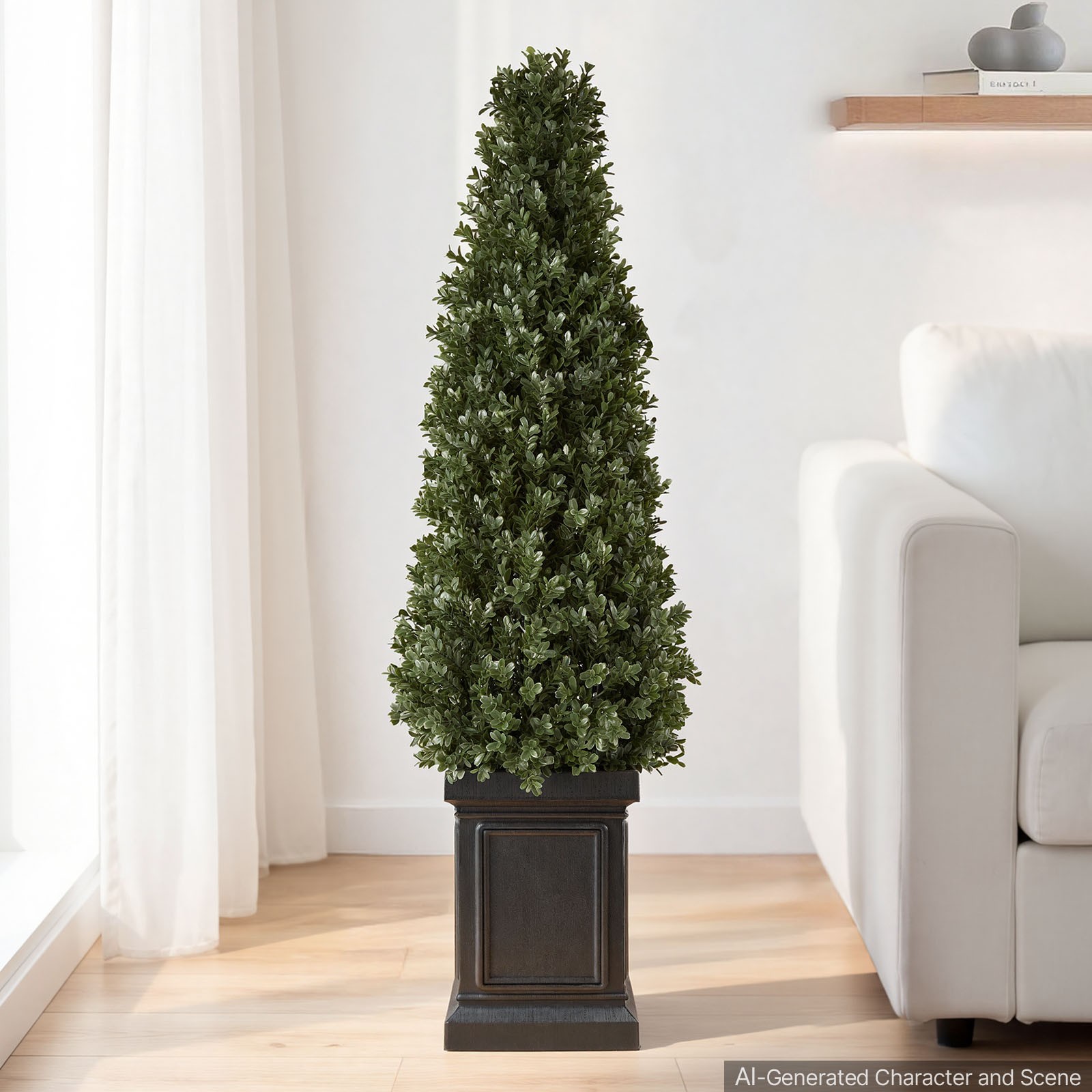 Uimoso Artificial Boxwood Topiary 3.3 Ft Set of 2 with Durable Pot Greenery PE