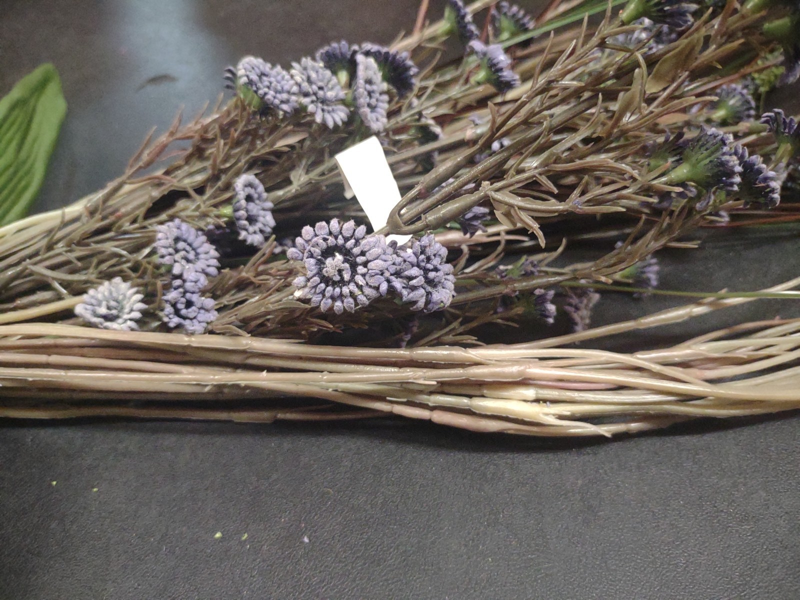 Vintage 22″ Plastic/Silk Bush, Swamp Lily Grass Plant Arrangement, Country Blue
