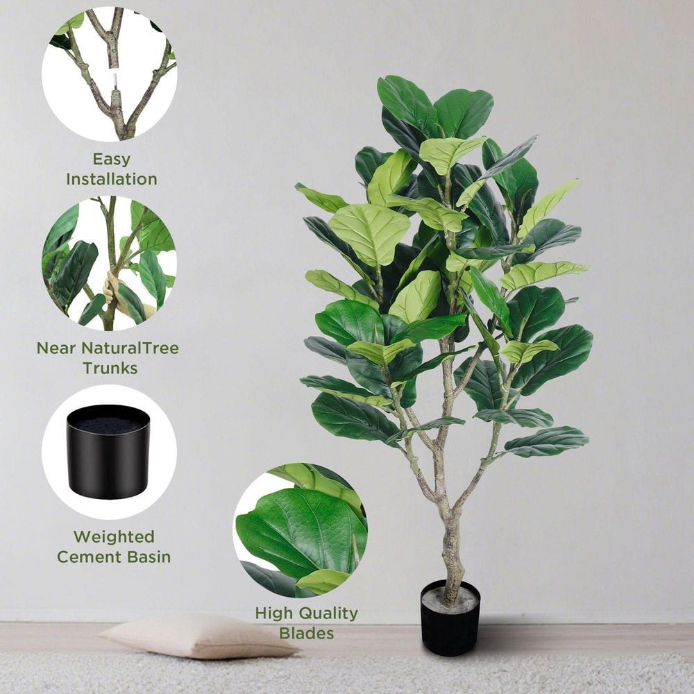 New Artificial Fiddle Leaf Fig Tree Ficus Faux Indoor Outdoor Garden Home Decor