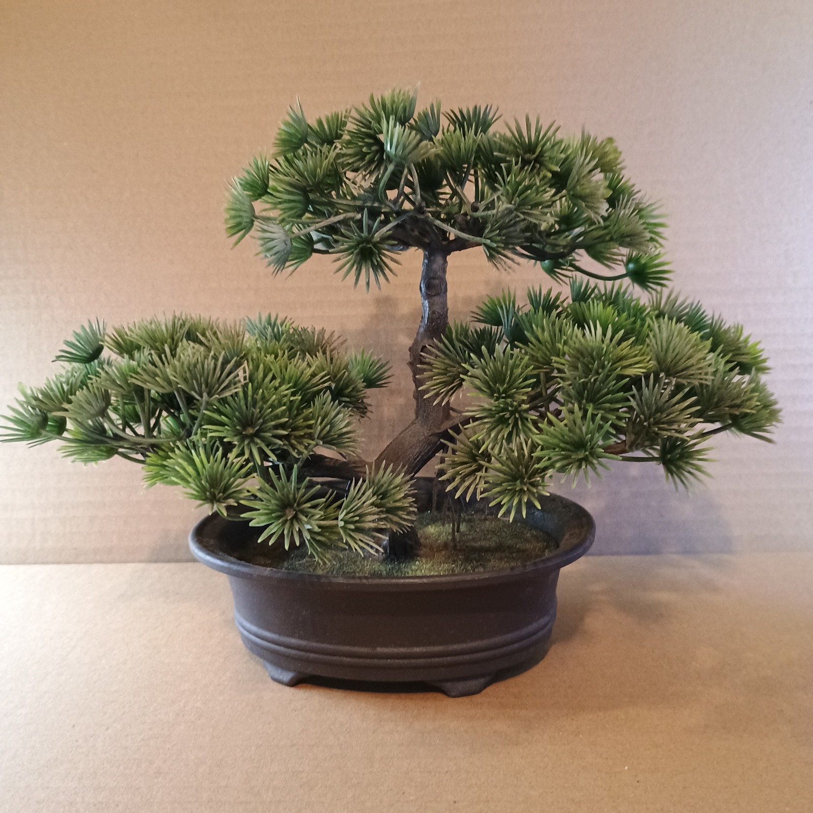 Artificial Green Pine Bonsai Tree 8″ tall Plastic Decorative Pot Plant Japanese