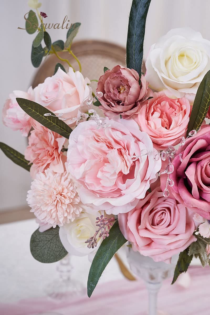 Artificial Pink Flowers Spring Roses Silk Fake Flowers for DIY Wedding Bridal…