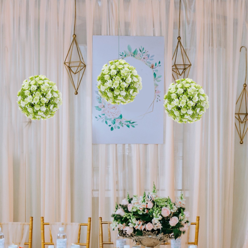 Lightweight White Faux Flower Sphere for Hanging and Table Centerpieces