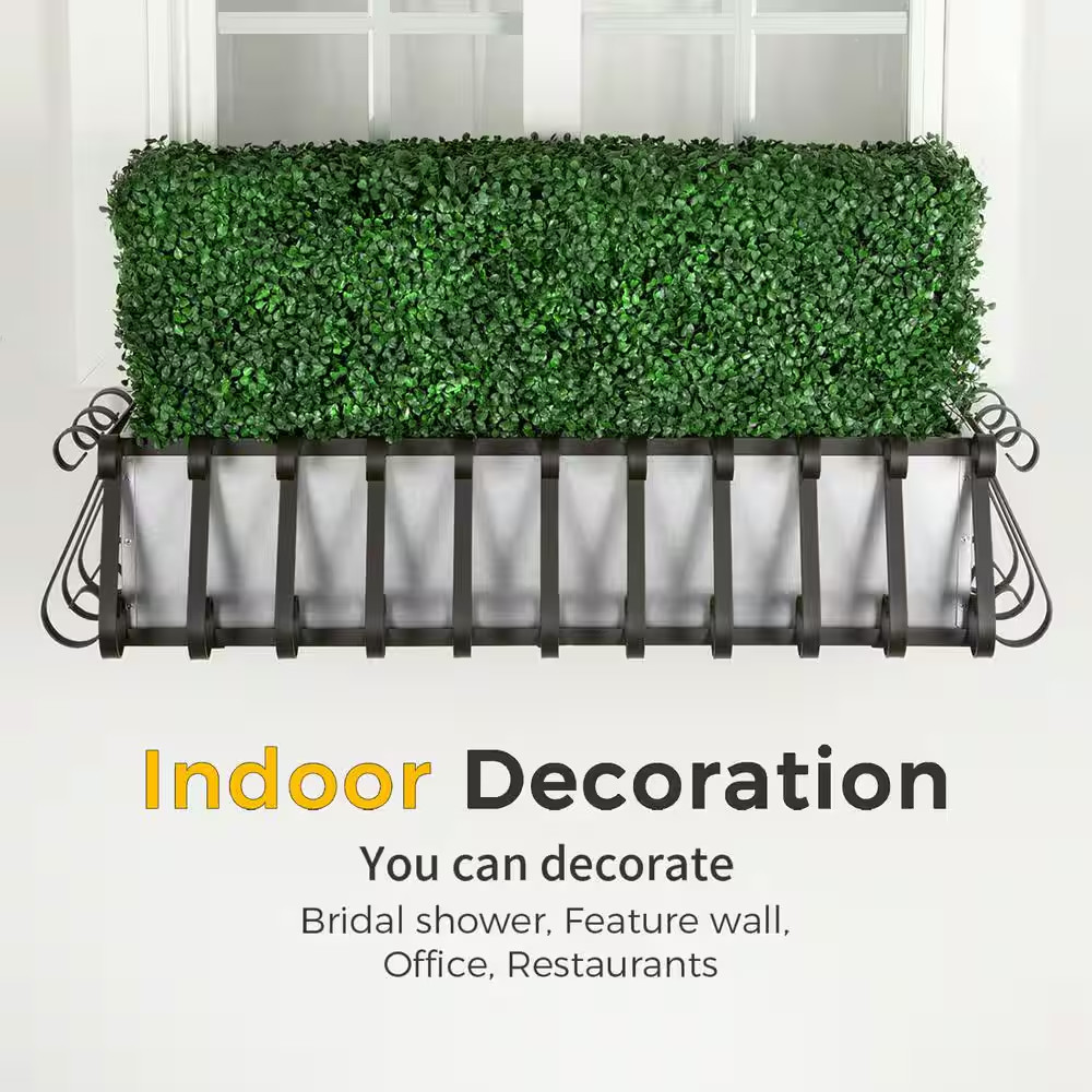 24- Piece 20X20X1.6 In. Artificial Boxwood Hedge Panels Faux Grass Wall Backdrop