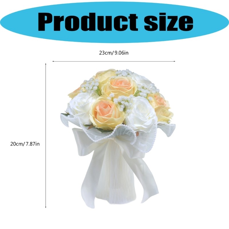 Rose Bouquet White Champagne Bridal Arrangement Realistic Fabric Roses Photo