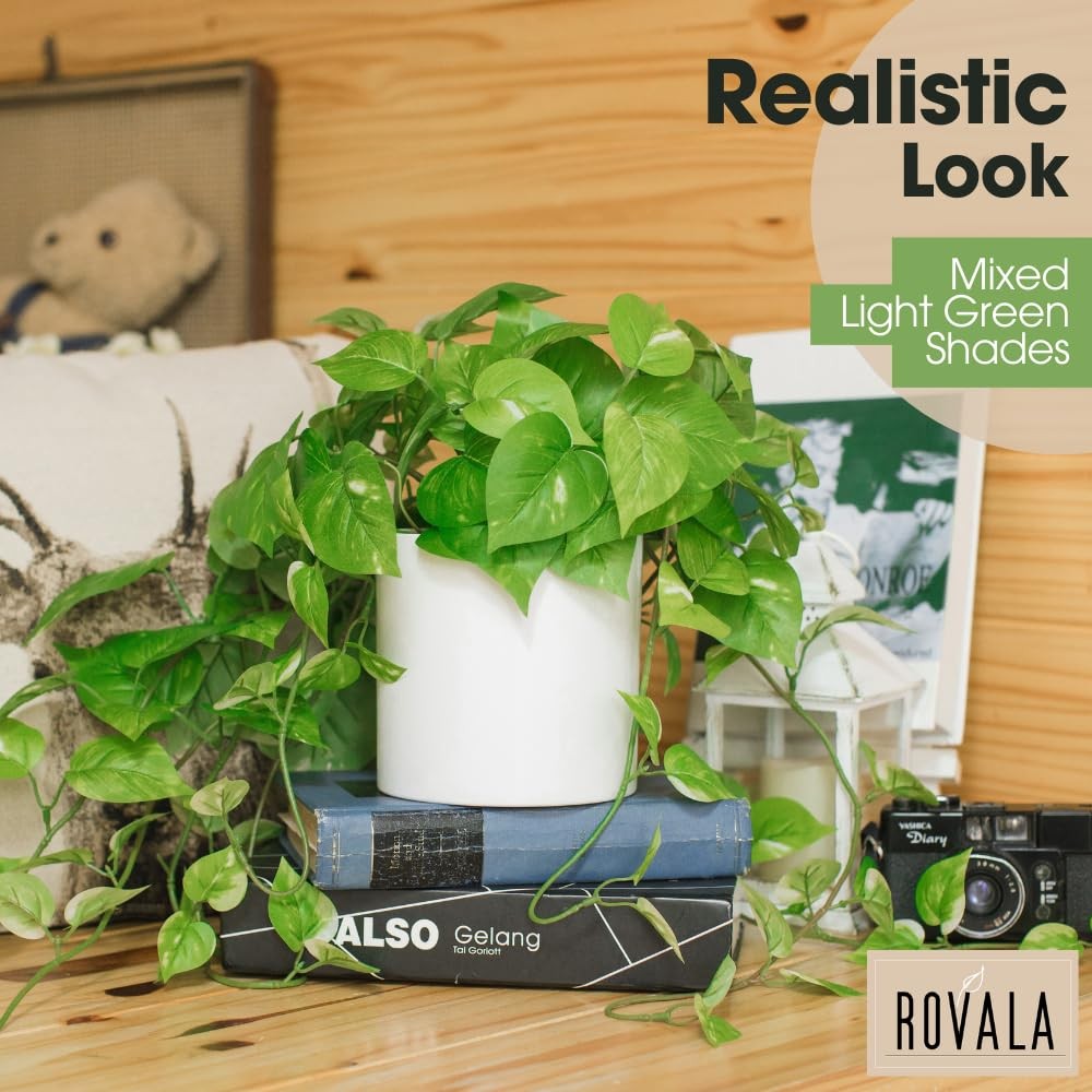 ROVALA Silk Plants for Home Decor Indoor in Pot Realistic Artificial Plants F…