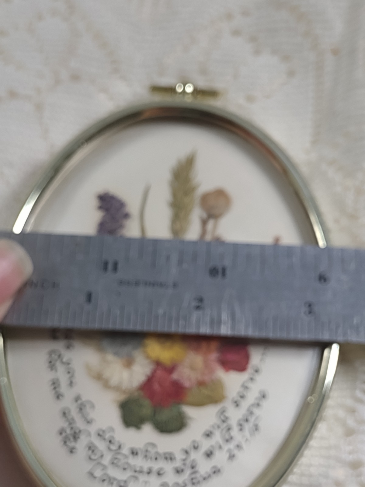Pressed Dried Flowers With Joshua Scripture Oval Frame Vintage Cottage Handmade