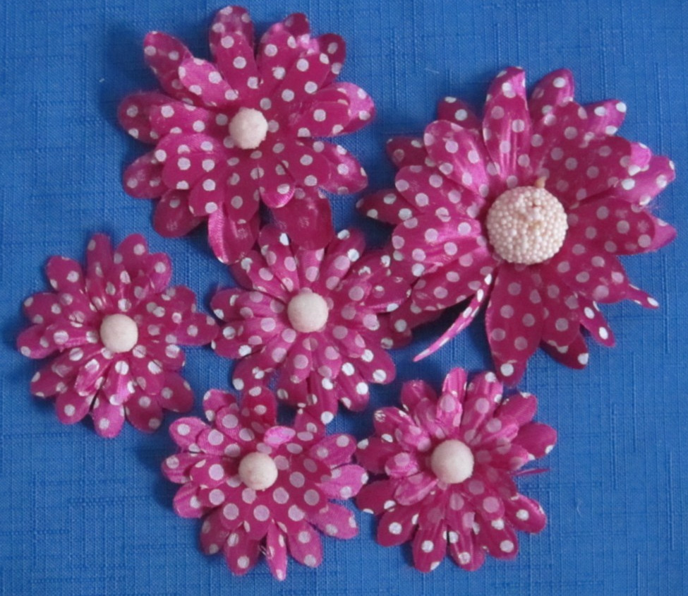 #9 Lot-38 Used Silk Flower Blooms Polka Dot Daisy 1.5-3.5″ Multiple Colors