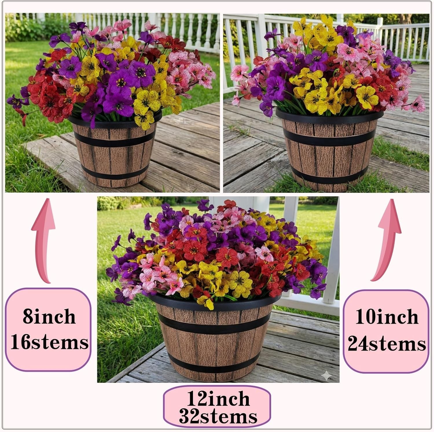 16/32 Bundles Artificial Flowers for Outdoors Fake Flowers Plants Spring Decorat