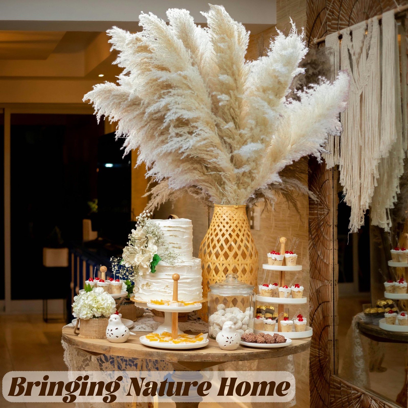 40pcs 40” Pampas Grass Tall Decor – Pompas Floral, Tall Pampas Grass for Flo…