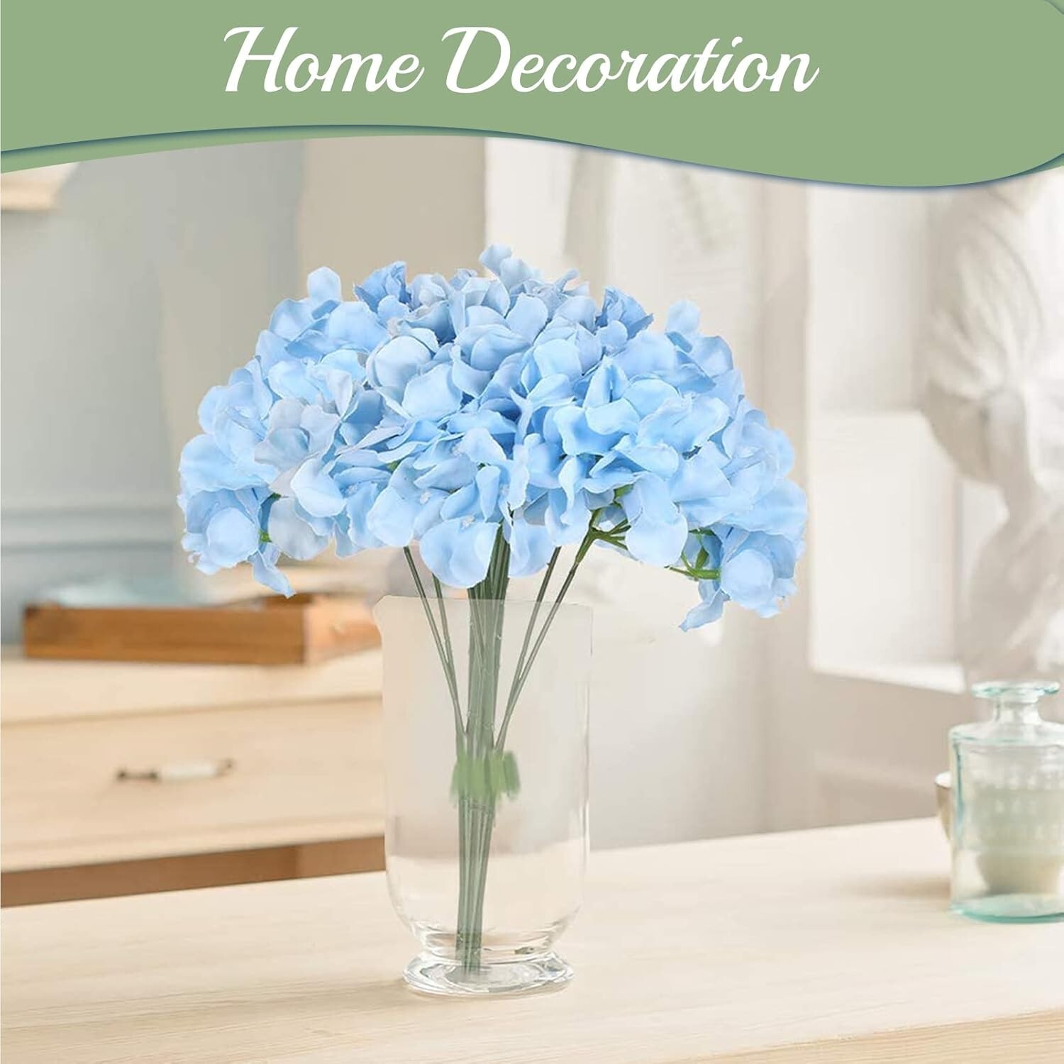 Luxurious 64-Pc Blue Artificial Hydrangea Set for Timeless Wedding & Party Decor