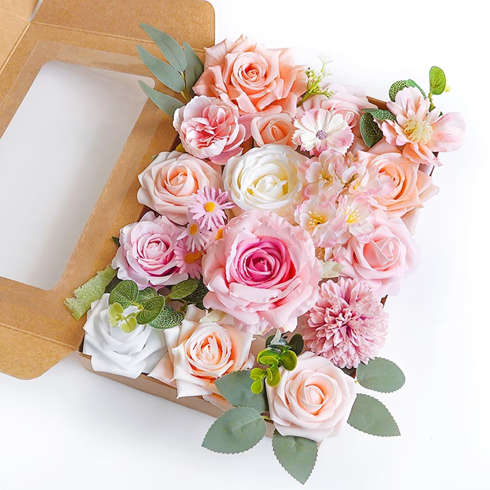 Pink, Blush Artificial Flowers Combo, Fake Roses, DIY Wedding Bouquets, Decor