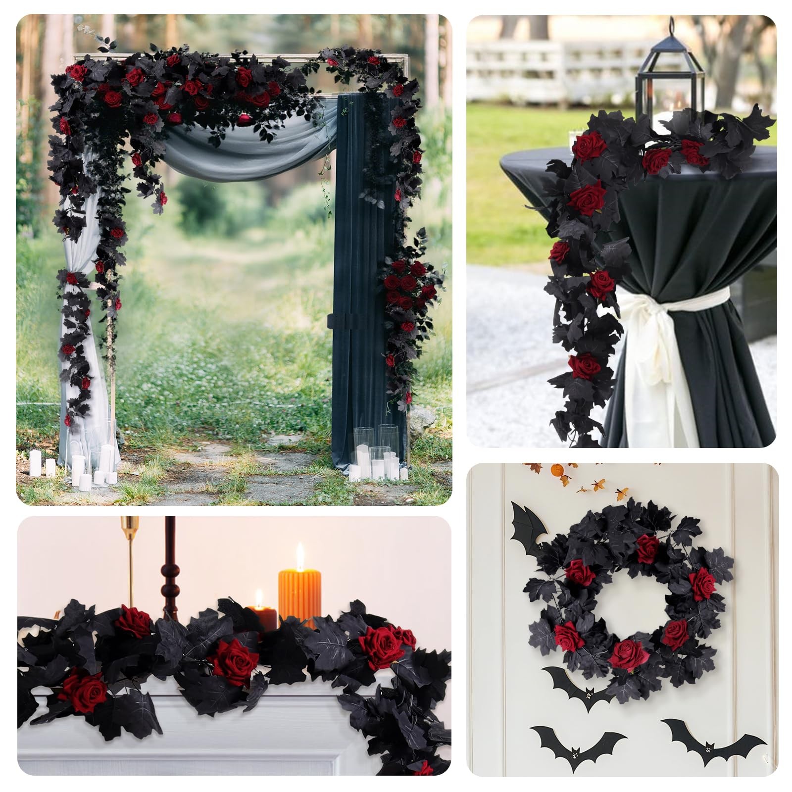Artificial Flowers Garland Black Maple Leaf Garland Fake Hanging Flower Artif…