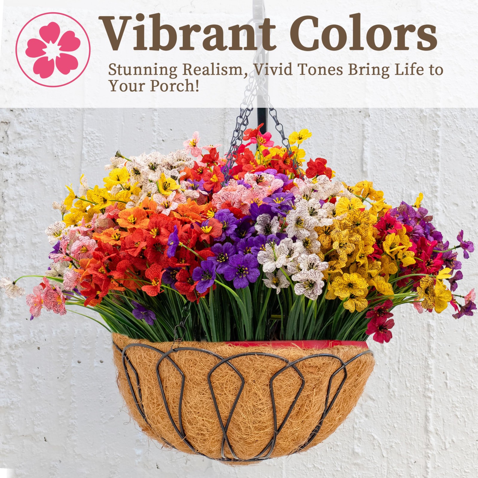 24 Bundles Artificial Flowers for Outdoors/Indoors, Fake Flowers Plants for I…
