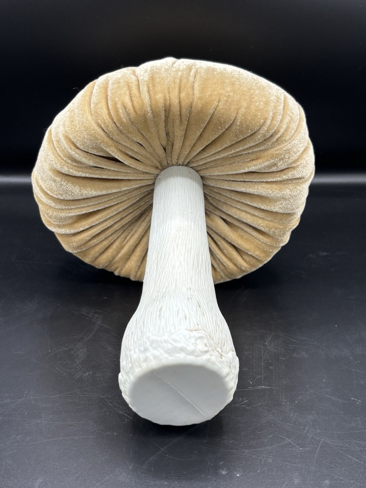 Set Of 2 Flora Bunda Soft Velvet Mushrooms Shelf Sitters Retro Tan/green Large