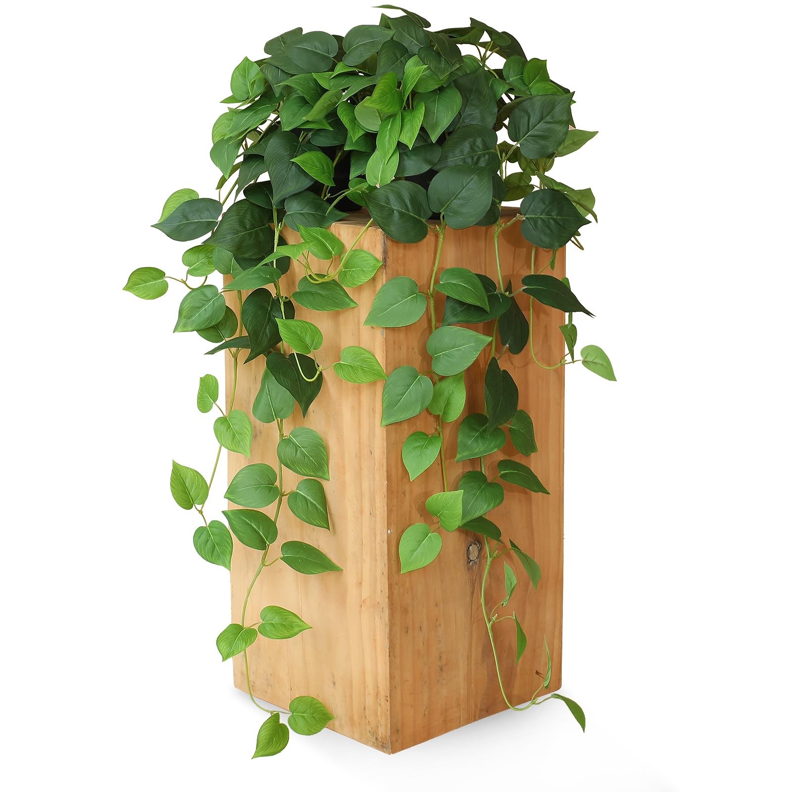 2 Pack 33 Inch Fake Pothos Hanging Plants Faux Devils Ivy Vines With Pots