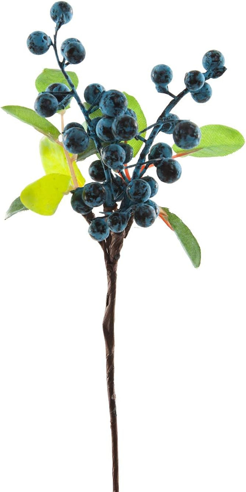 Artificial Blue Berry Stems Pack of 20 Fake Blue Berries with Green Leaves 9.8 I