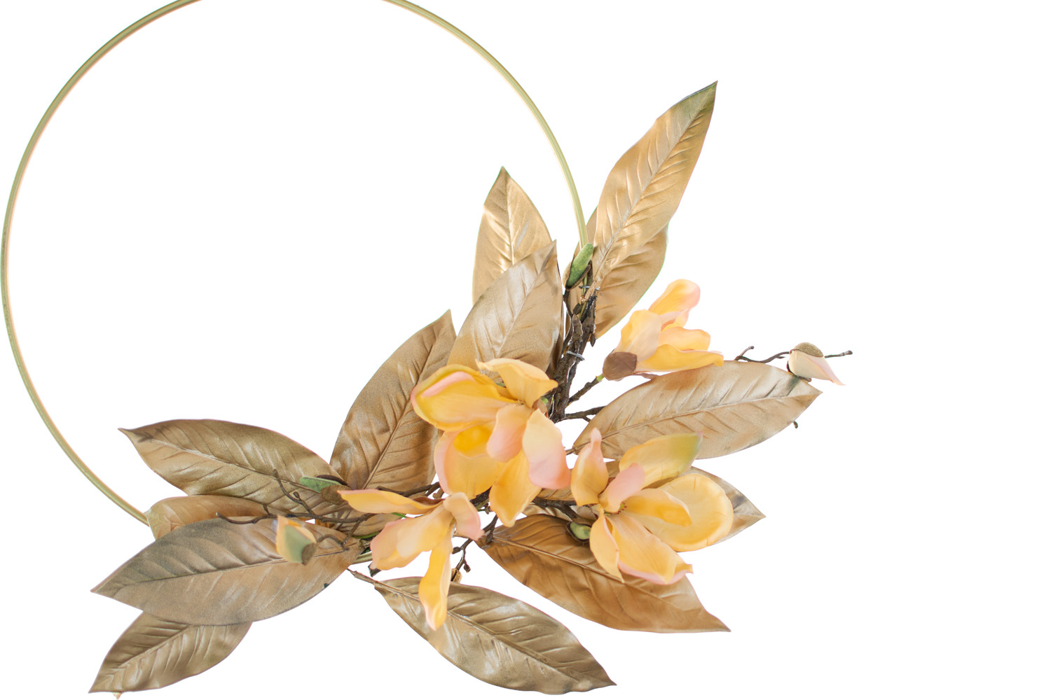 Floral Door Wreath Rustic Home Decor Country Cottage Style Gold Hanging Wreath