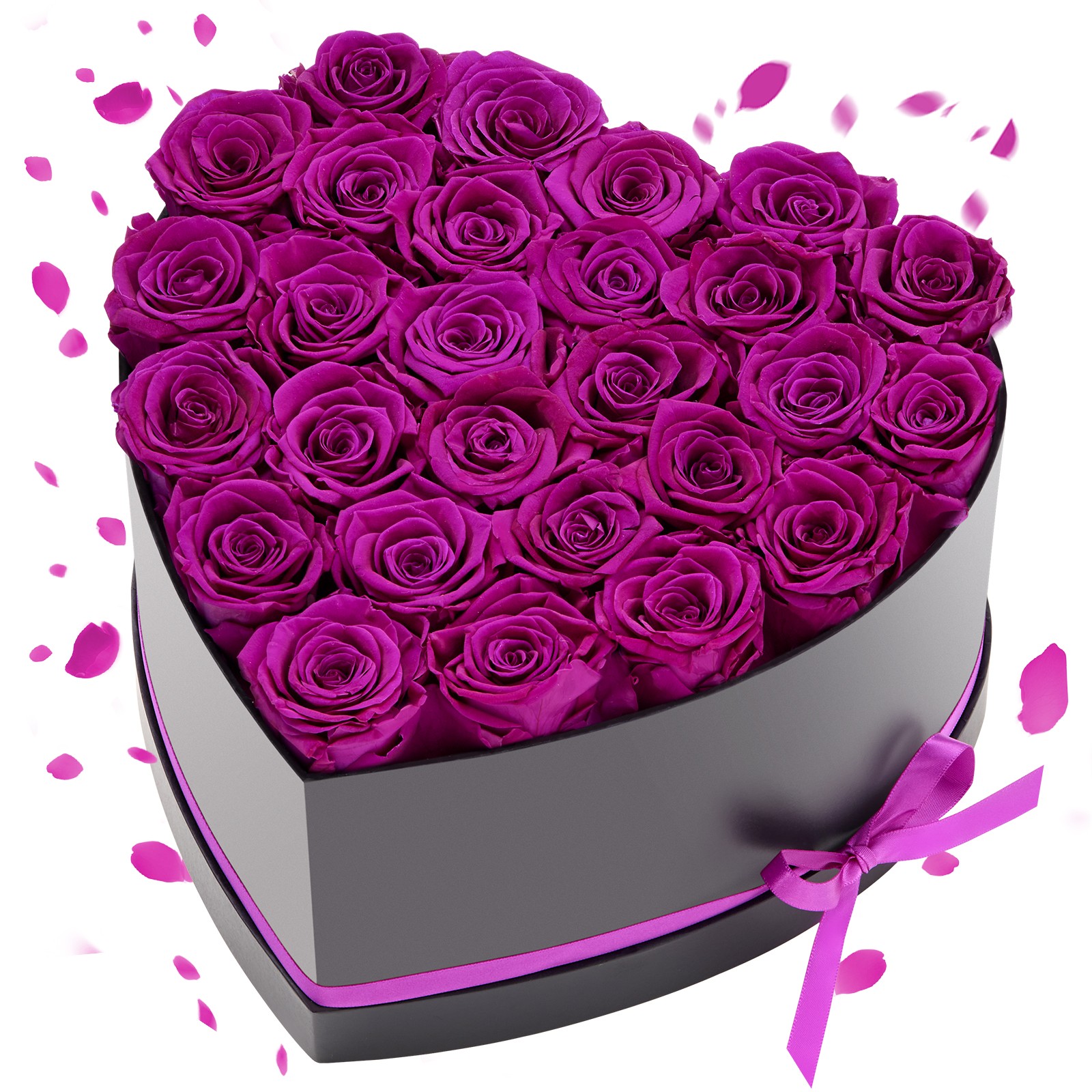 VEVOR Forever Flowers 27 Preserved Roses Heart Box Eternal Bouquet Purple