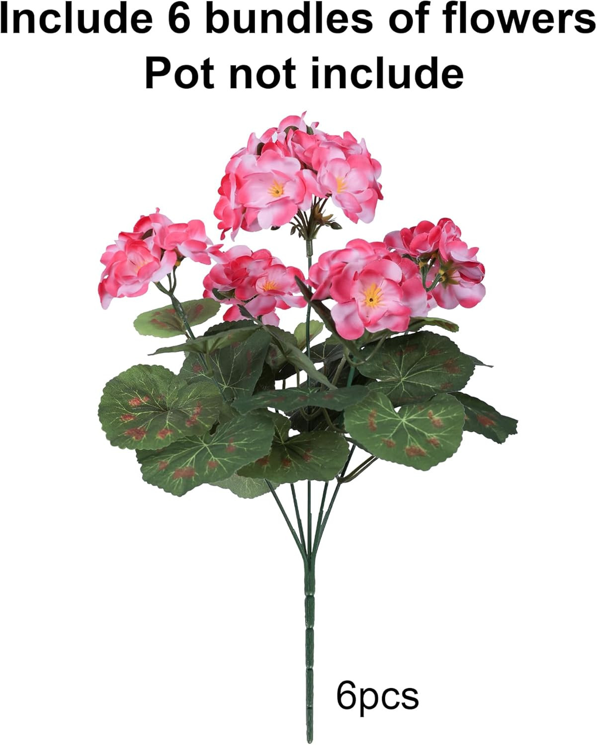 Artificial Geranium Fake Flowers for Outdoors Decoration, 6 Bundles Silk Geraniu