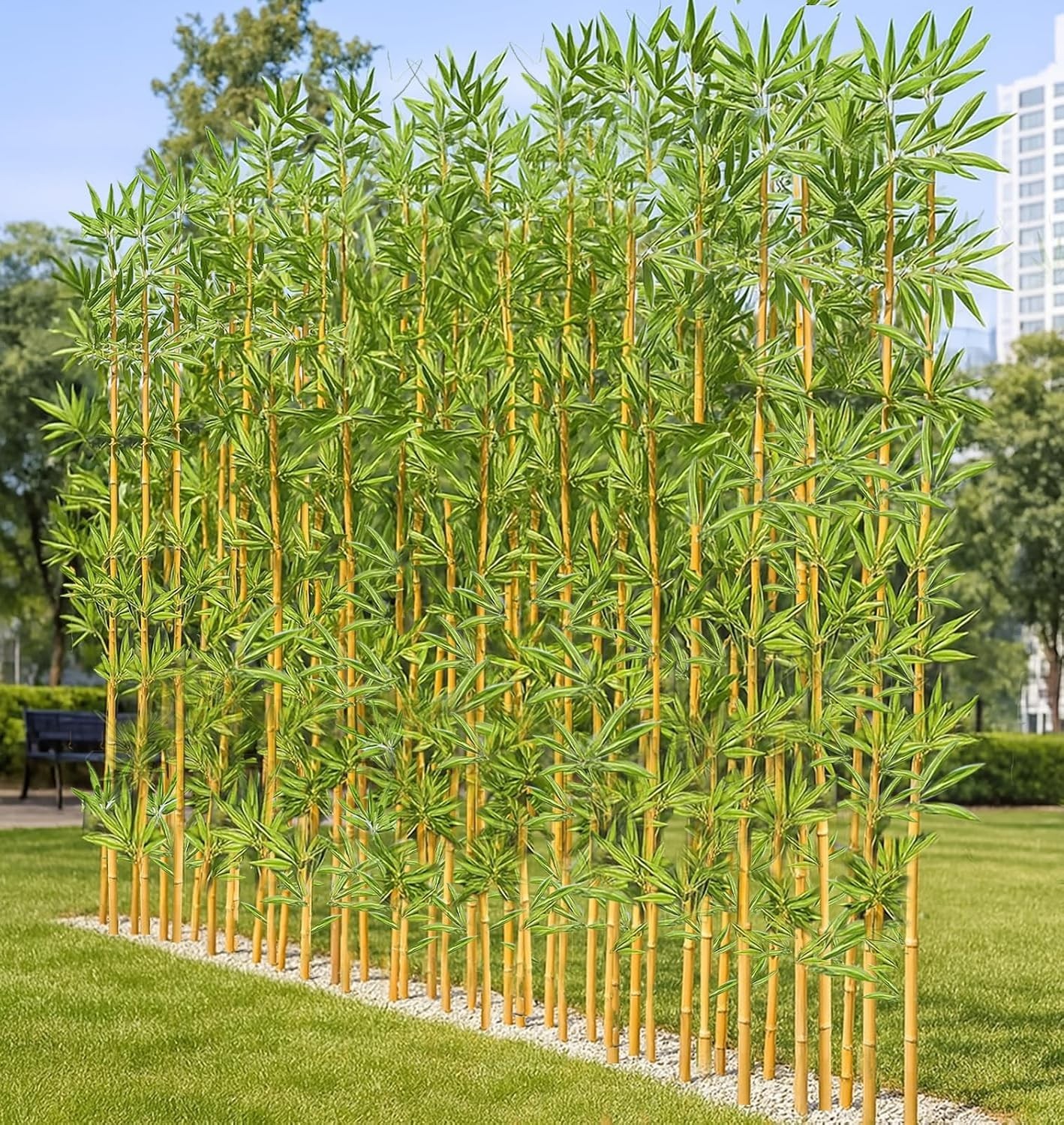 4/5/6/7 ft Faux Bamboo Plant Outdoor 10 Pack, Fake Bamboo with Encrypted Leaves
