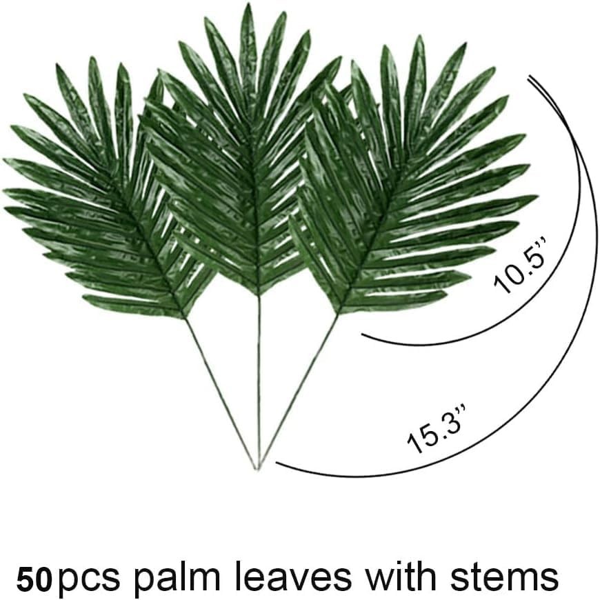Lifelike 50Pcs Tropical Palm Leaves – Perfect for DIY Decorations & Celebrations