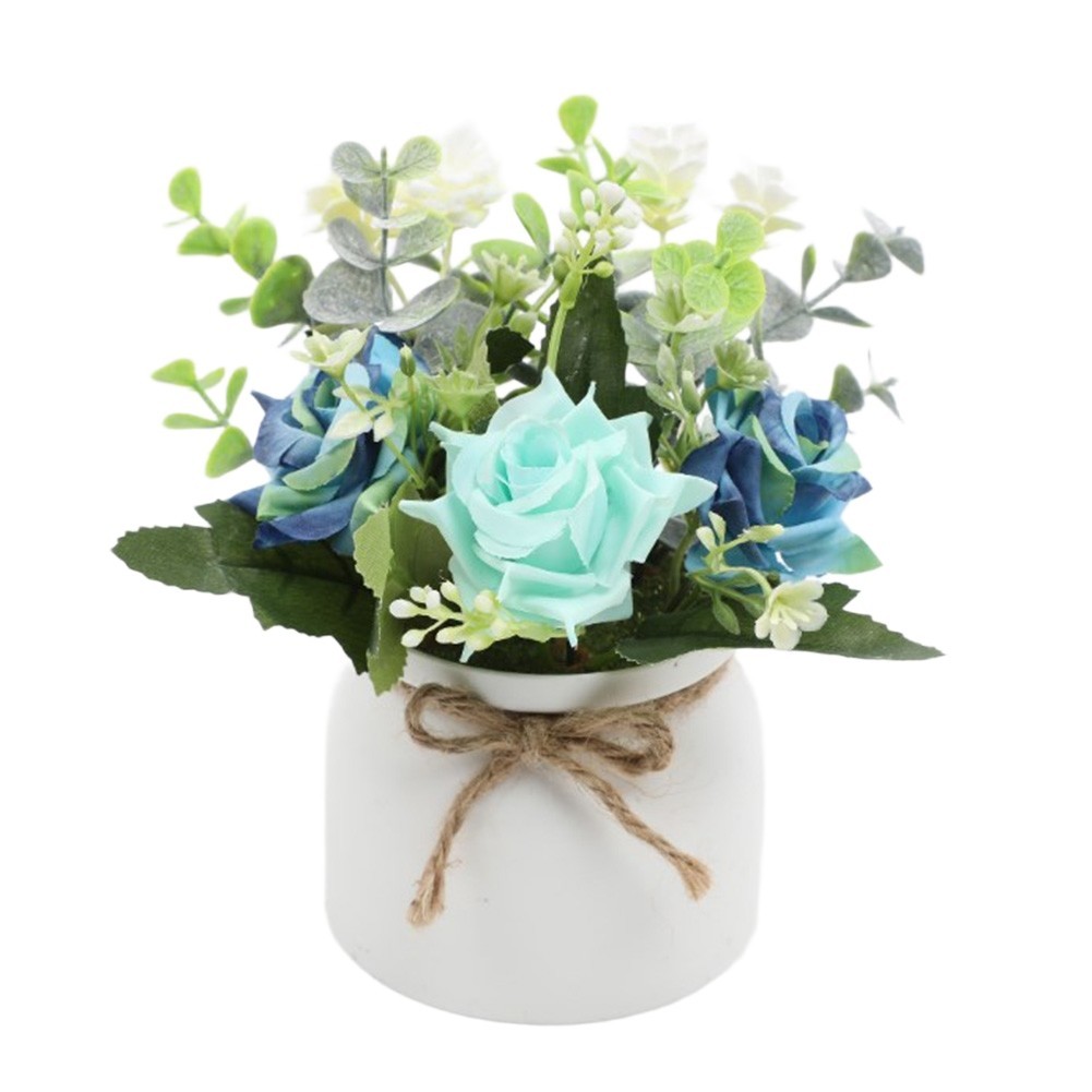 Silk Rose Eucalyptus Camellia Artificial Flowers Potted Plant Nordic Home Office