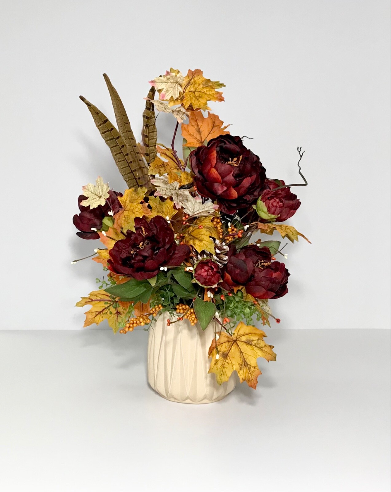 ELEGANT FLORAL ARRANGEMENT FALL HARVEST THANKSGIVING TABLE DECORATION GIFT NEW