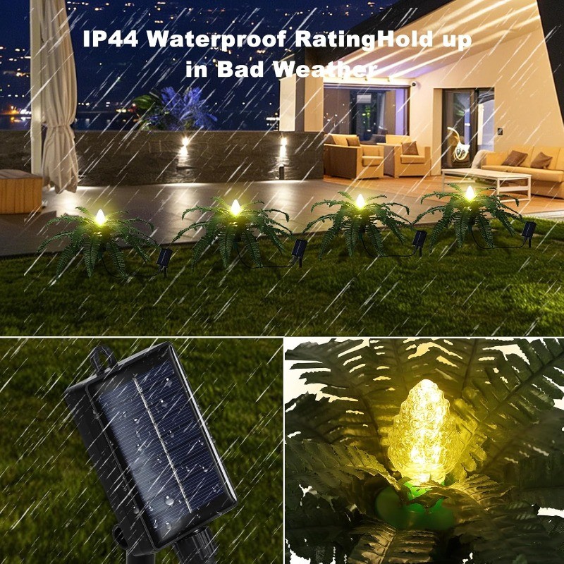 2PCS Artificial Plants w/Solar Lights, Fake Prelit Boston Ferns for Yard Patio